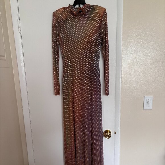 Self Portrait Iridescent Rhinestone Maxi Dress - Picture 4 of 8